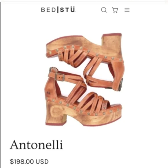 SOLD Bed Stu Antonelli Brown Leather Platform Sandals sz 10 - Picture 4 of 11